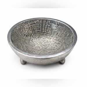 Vintage Cast Aluminum Footed Bowl 7” Made in India BOHOTrinket Incense DishDecor